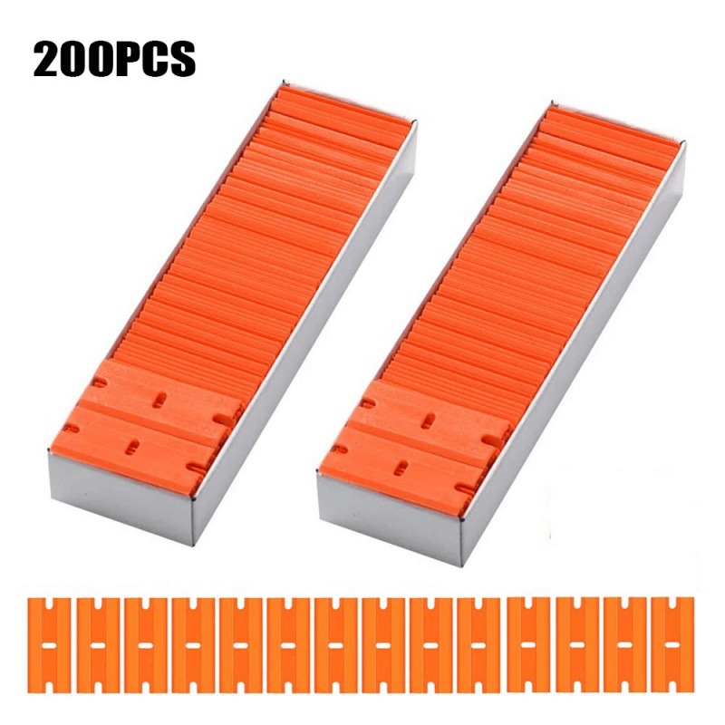 200PCS盒装塑料刀片贴花贴纸不干胶标签清洁玻璃去除工具