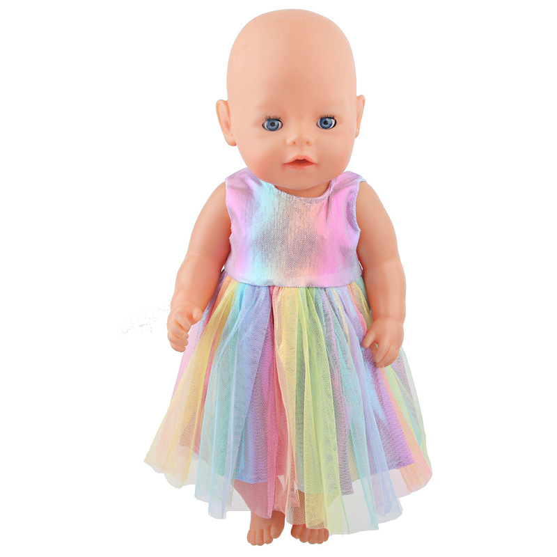 Zapf Bald Doll Colorful Gauze Skirt Suitable for 18inch American Girl Dolls Fantasy Castle Rainbow Skirt
