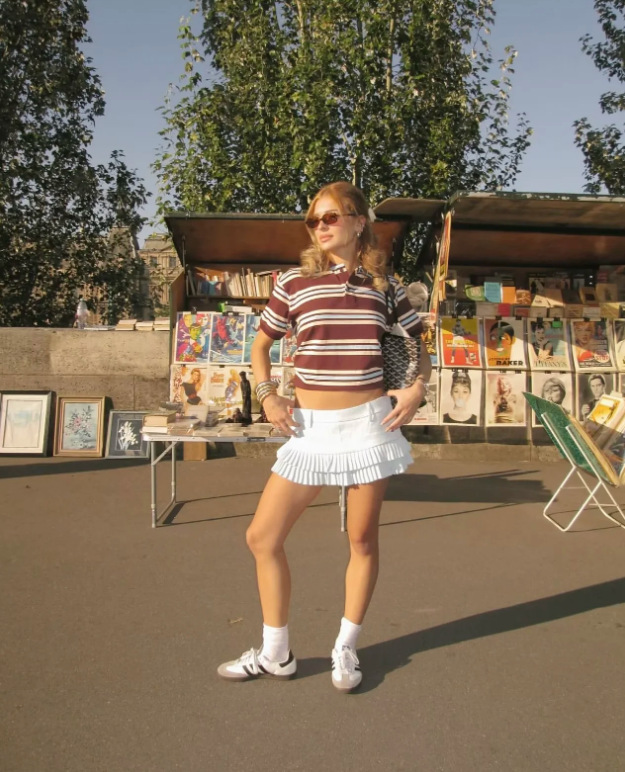 Damen T-shirt Mit Streifen Und Low Waist Shorts Set_voghion.com