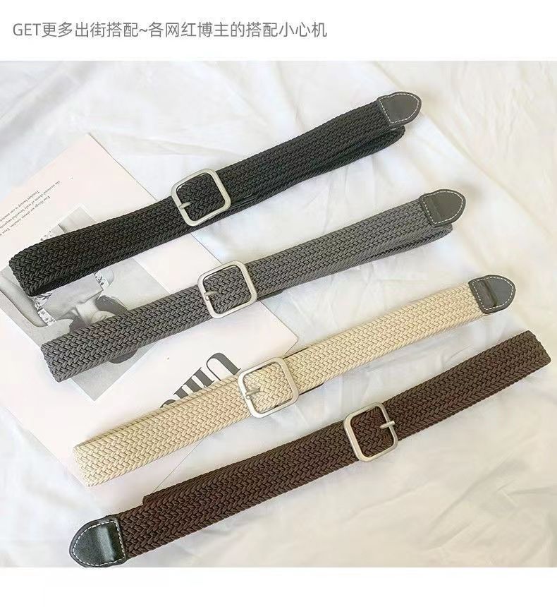 2025 New Woven Belt Men's Trouser Belt Women's Jeans Belt Military Training Trendy Youth Canvas Men's Black