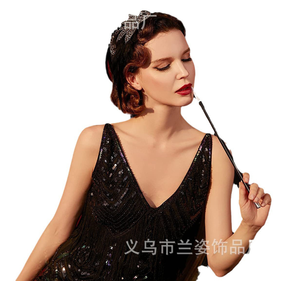 Europeo y americano estilo bohemio retro banda de pelo tocado hecho a mano con cuentas rhinestone arroz cuentas banda de pelo tocado diadema transfronteriza