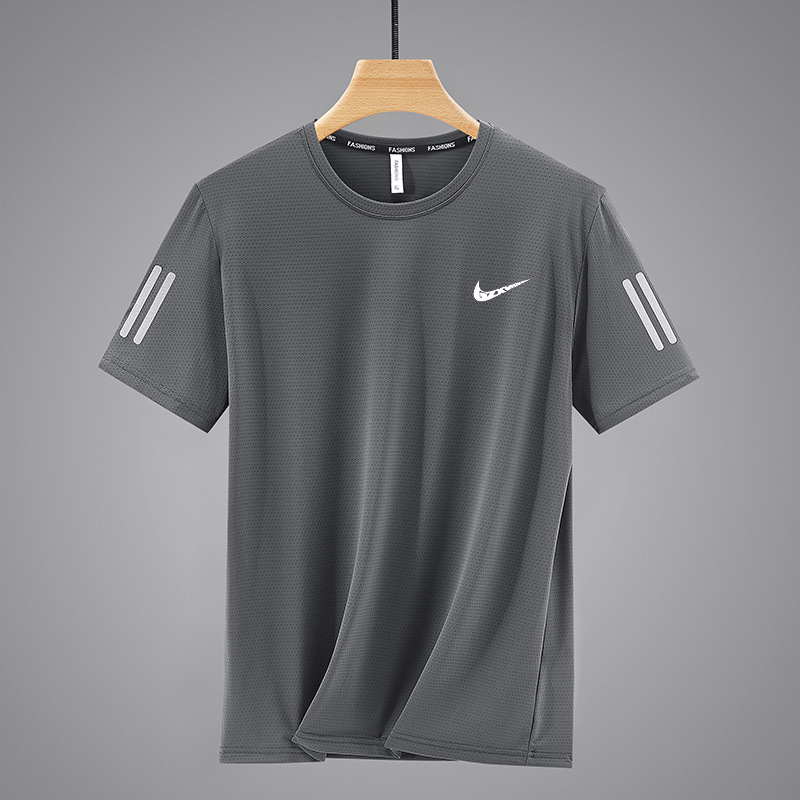 Ice Silk Quick-Drying T-Shirt Sports Thin Body Shirt Summer Top Loose Men's Short-Sleeved Men's Mature Men's Clothing