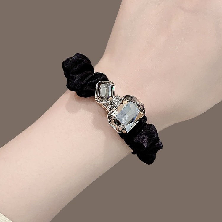 Schwarzes Haargummi Mit Strass Elegantes Haar-accessoire Für Damen_voghion.com