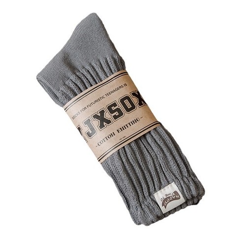 Leung Wing-wah men's ribbed socks for autumn and winter, solid color terry socks, Japanese retro sports couple's cotton socks, mid-calf socks