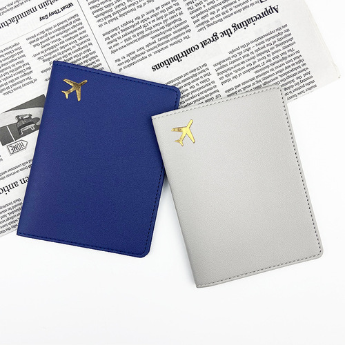 Multicolor gold-plated airplane leather passport bag hand-stitched PU passport holder passport case