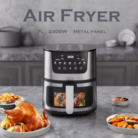 Stainless steel intelligent visual air fryer 7L household oven touch electric fryer air fryer export manufacturer