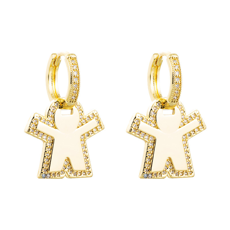 wholesale jewelry geometric heart figure copper goldplated earrings Nihaojewelrypicture6