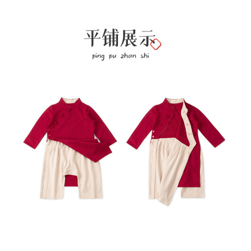 One-year-old baby's one-year-old clothes, boys and girls' 100-day banquet dress, Chinese style Tang suit jumpsuit, spring, autumn and winter clothing