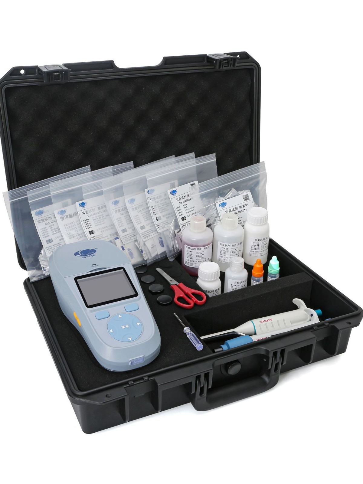 Qingjie, detector de calidad del agua de la piscina, cloro residual, caja de herramientas de medición de agua portátil, caja de inspección de agua multiparámetro del hospital