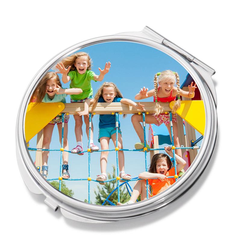 Espejo de maquillaje en forma de gato pequeño espejo plegable de metal redondo cuadrado espejo de vestuario publicidad pequeño regalo en blanco producto de transferencia térmica