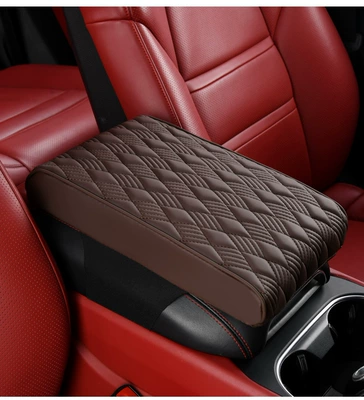 Armrest box pad, diamond armrest box pad - brown-small-size