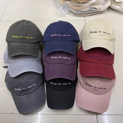 美式复古字母刺绣棒球帽女日系简约百搭遮阳帽子大头围软顶鸭舌帽