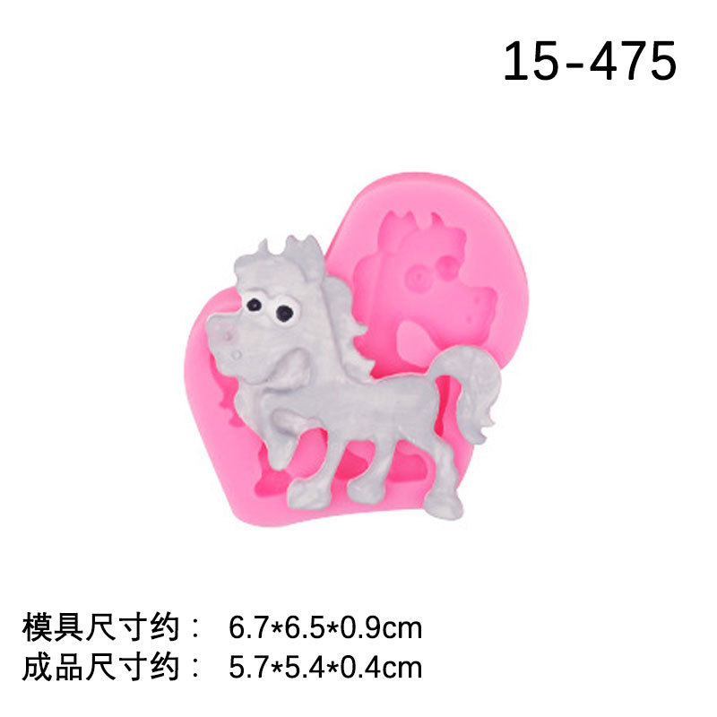 Nueva serie de animales dibujos animados molde silicona jirafa becerro pony elefante DIY herramienta arcilla fondant