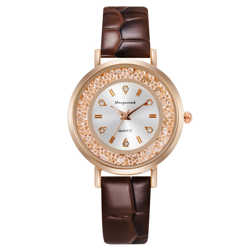 Comercio exterior reloj de moda señoras estudiantes versión coreana de diamantes Moda moda casual cuarzo mujer Mesa vibrato rojo