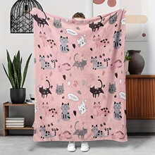 I 34132 Flannel print cat pet blanket ������ӡ��è������̺