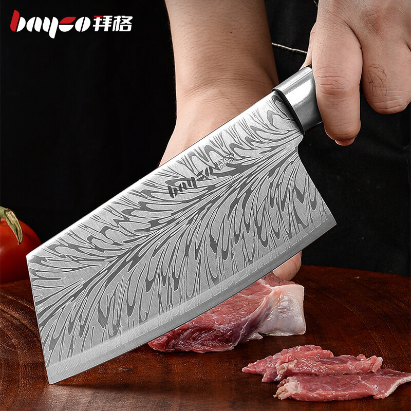 拜格厨具菜刀家用实木手柄切菜切肉不锈钢切片刀锋利厨师刀具代发