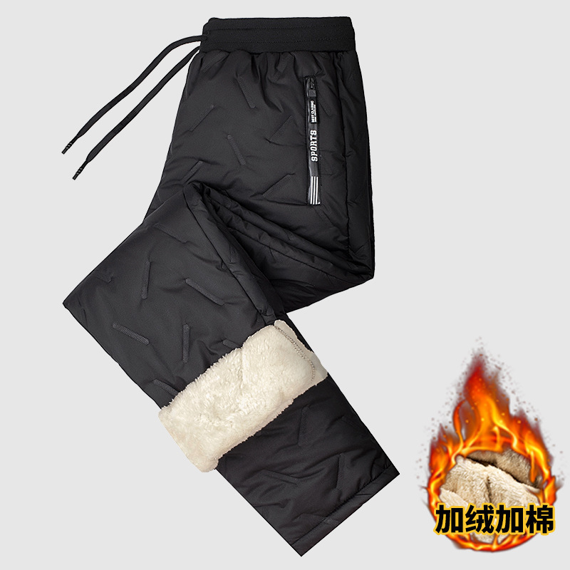Pantalones de algodón cálidos para hombres sueltos a prueba de viento a prueba de frío pantalones casuales de cachemira de invierno con pantalones deportivos gruesos de lana
