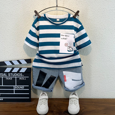 男童夏裝短袖套裝2021新款洋氣男孩寶寶衣服潮兒童時髦帥氣兩件套