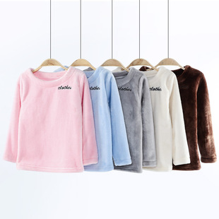 Children's Pajamas Autumn and Winter Boys and Girls Flannel Coral Fleece Thickened Pullover Top Baby Home Clothes Wholesale