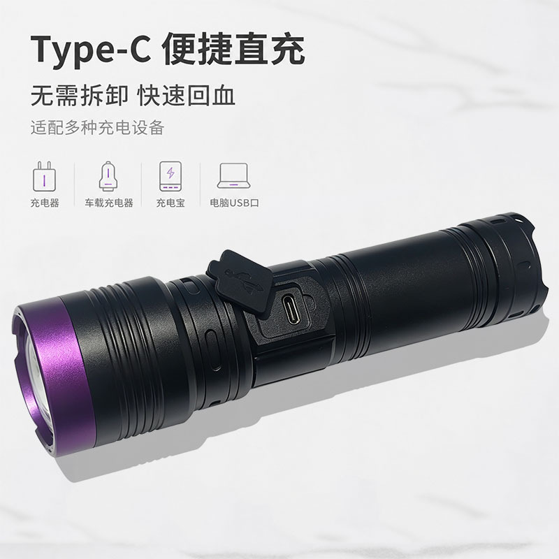 365nm UV light for identification, used for detecting counterfeit money, cigarettes, alcohol, and for inspecting jade and gemstones, Wood's UV adjustable focus flashlight