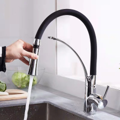 Cross-border full copper kitchen faucet cold and hot European and American countertop dishwasher pool vegetable basin dual mode water outlet pull-out faucet