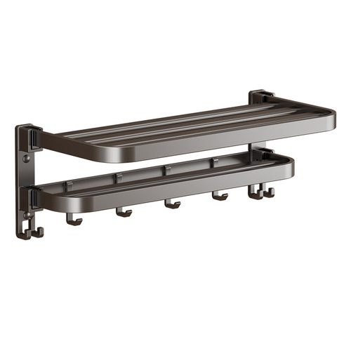 Gunpowder Towel Rack Bathroom Shelf No-Drill Bathroom Rack Integrated Hanging Shelf Toilet Aluminum Alloy Towel Rack