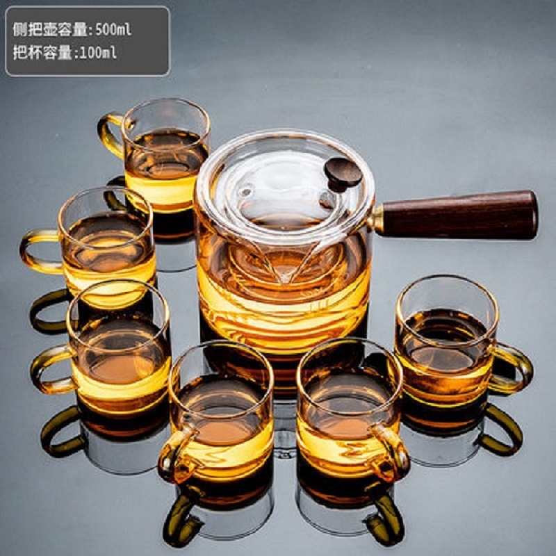 Vidrio borosilicato juego de té Kung Fu té sala de estar casera taza de té japonés lado mango tetera Oficina recepción