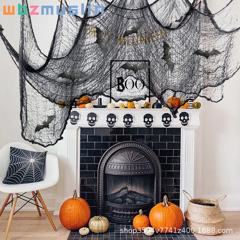 Decoración de Halloween gaza multicolor rover agujero colgar tela fantasma casa embrujada suministros de fiesta agujero de red