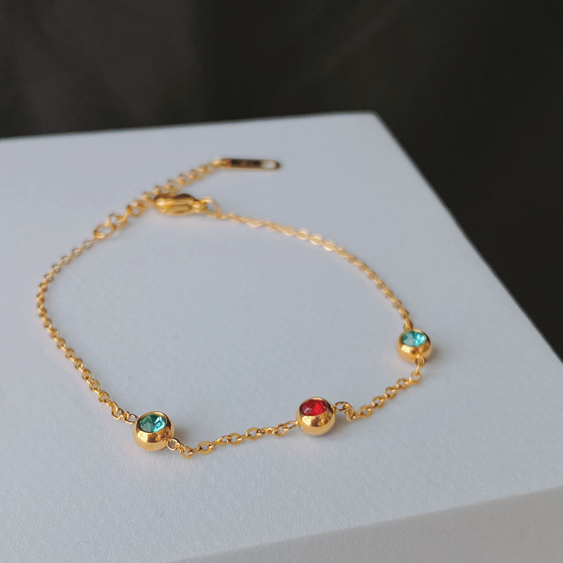 Simple Style Geometric Titanium Steel Plating Artificial Rhinestones Bracelets 1 Piece