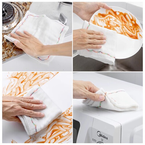 Thickened Rainbow Non-stick Absorbent Dish Cloth, Anti-oil, No Shedding, Dishwashing Towel, Stain Removal Cotton Rag, Scouring Pad