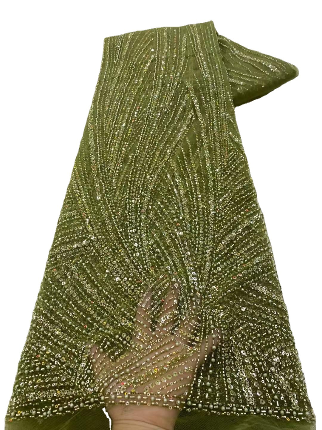 Francés con cuentas bordado de malla de lentejuelas vestido de novia vestido de tela de encaje con cuentas JX3435 image 7