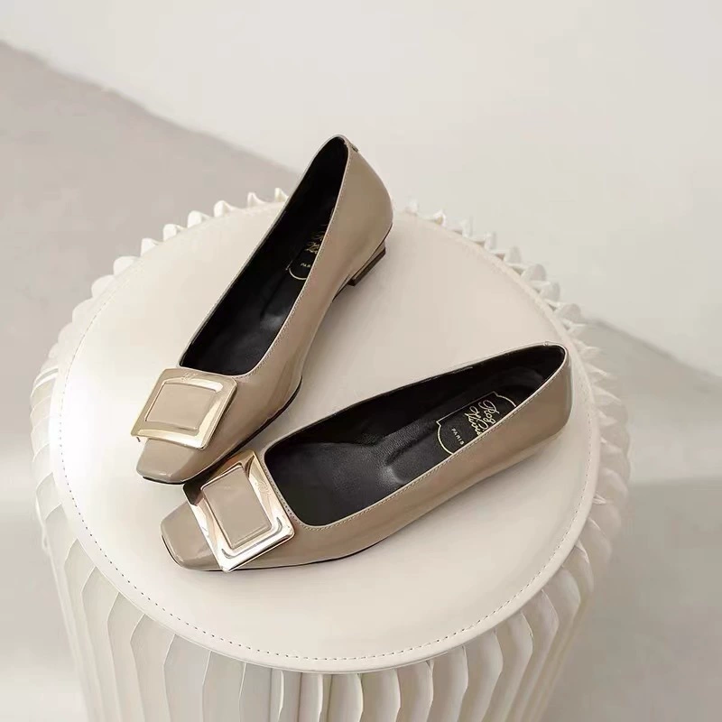 2024 весна и осень сеть красная лакированная кожаная односторонняя обувь с толстыми каблуками на высоком каблуке