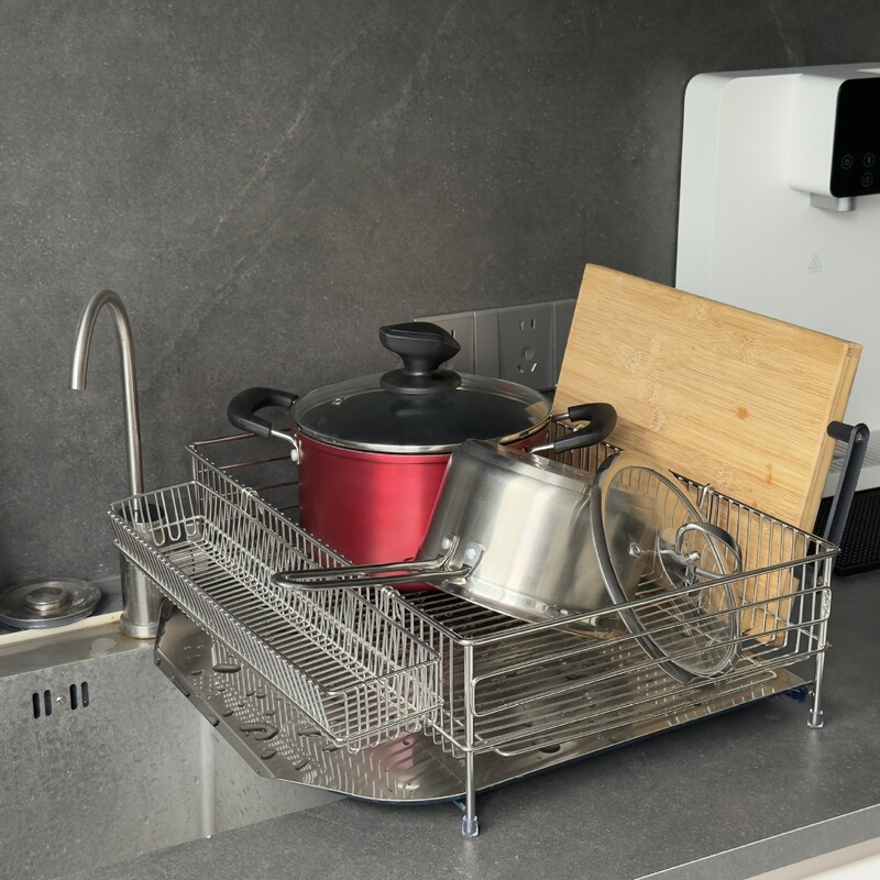 メーカー直販 新型水切りラック ステンレス304 韓国風 家庭用キッチン収納ラック 食器棚 メーカー直送|undefined