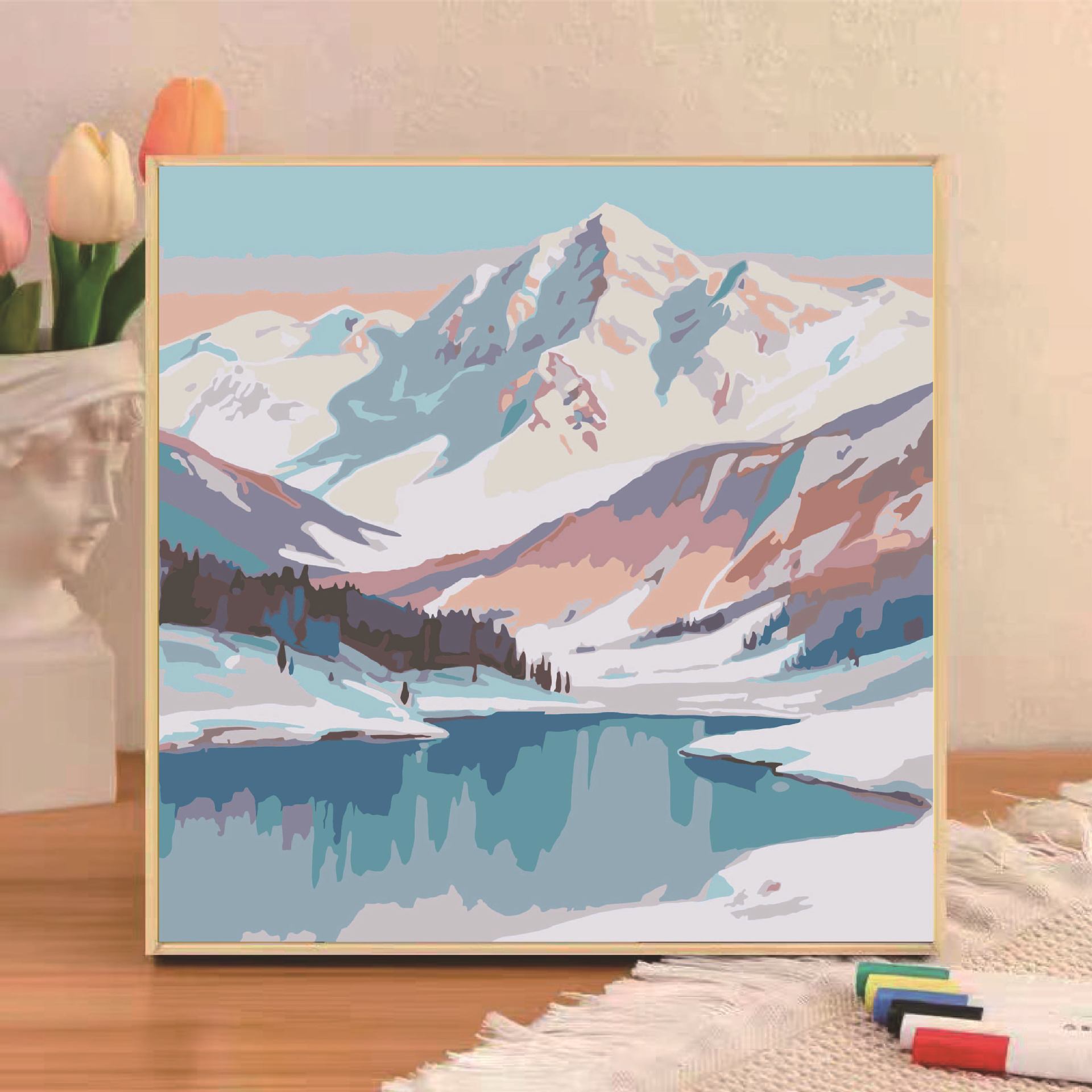 Pintura al óleo digital diy niños pequeños dibujos animados de tamaño pequeño dibujo a mano simple relleno de pintura acrílica