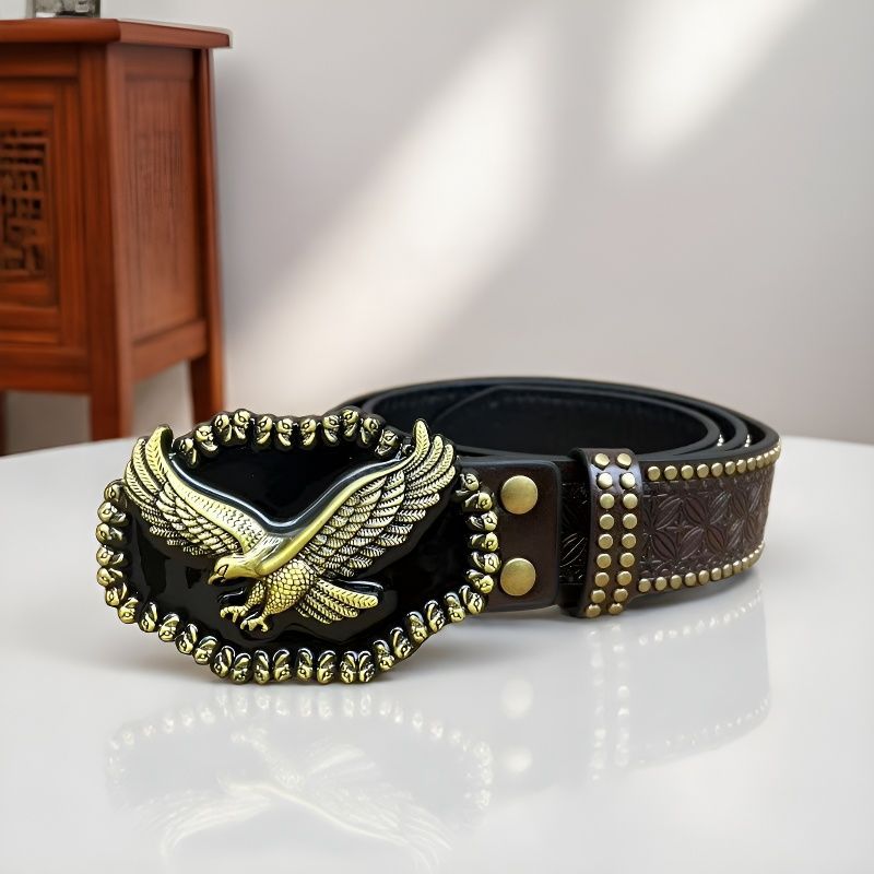 Western cowboy belt, youth punk style embossed men's studded leather belt, wholesale ethnic style belt in stock.