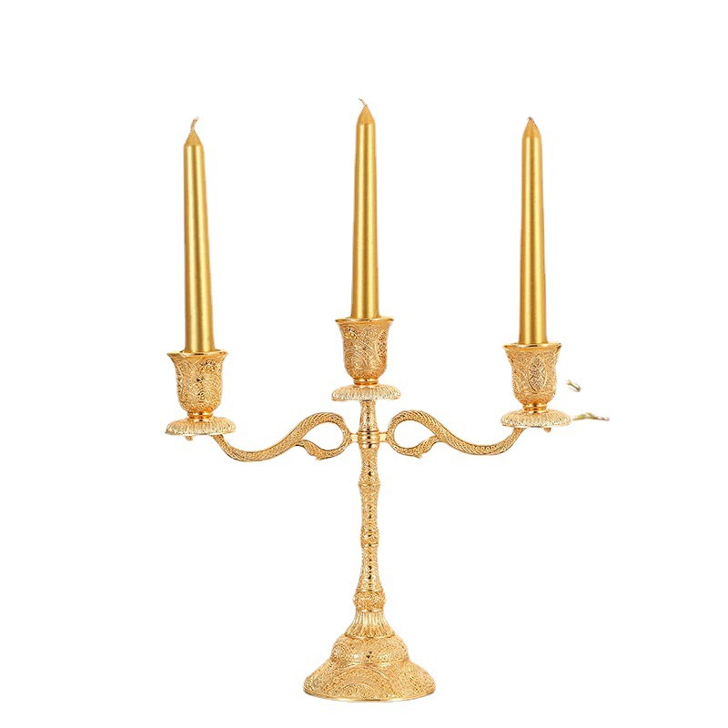 Cinco cabezas de tres cabezas candelabro candelabro europeo mesa de comedor cena de hotel decoración para el hogar decoración candelabro metal