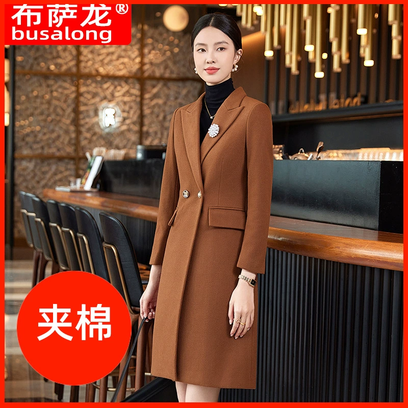 2024 Busailong новое женское пальто корейская версия профессионального среднего и длинного костюма с воротником ветровка куртка кардодон 869