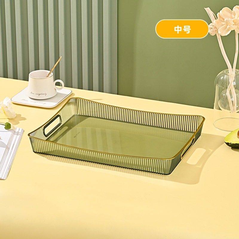 Luz de lujo rectangular borde dorado taza de agua bandeja de té taza de té del hogar sala de estar bandeja de fruta taza juego de té bandeja de almacenamiento