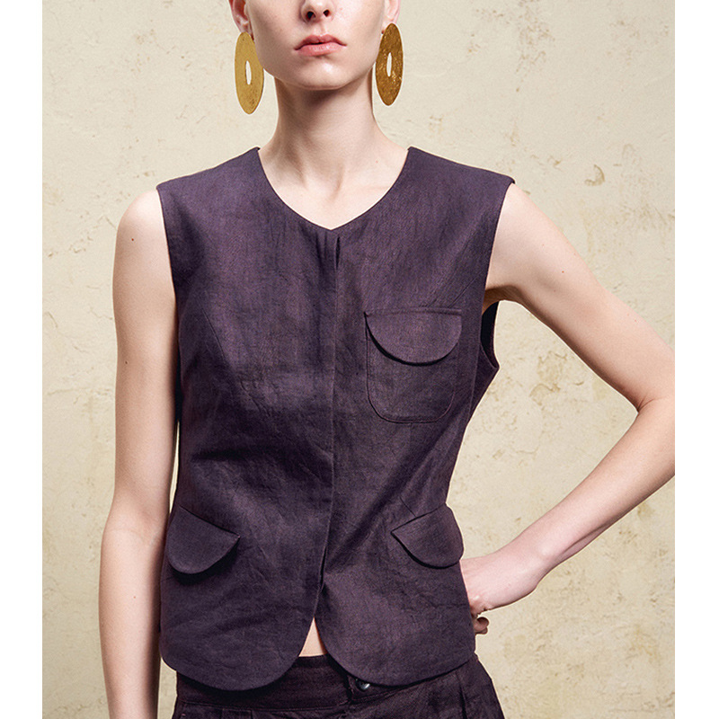 【Rb Order】Light Luxury and Elegant Women's Clothing with a High-End Feel, Old Money Style, Linen Slim-Fit Vest, 2026 Summer Collection