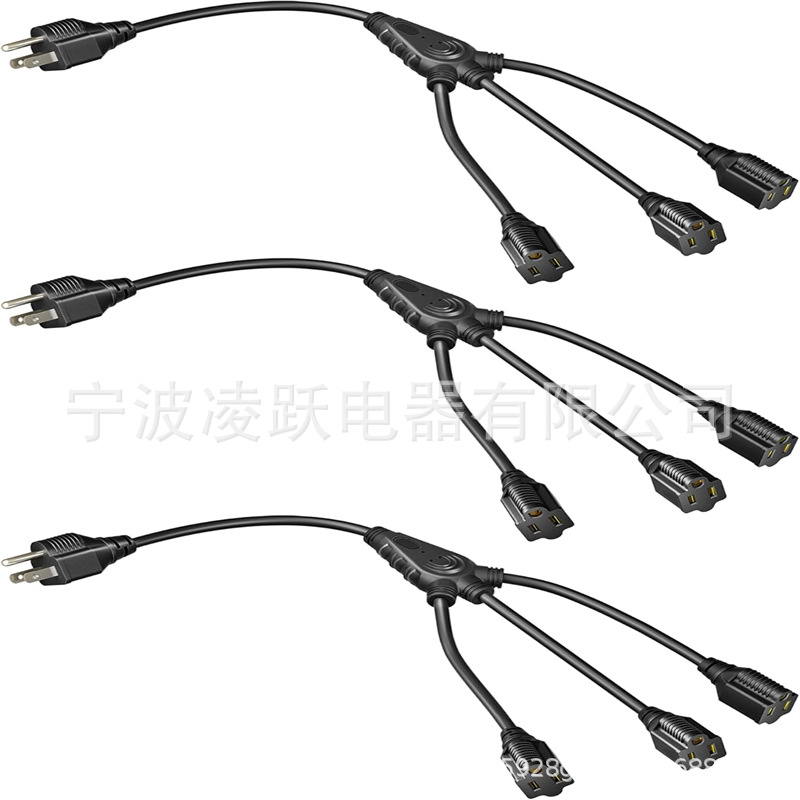 DEWENWILS ,18 英寸 16/3 重型 SJTW 电线,3 爪户外电源分配器