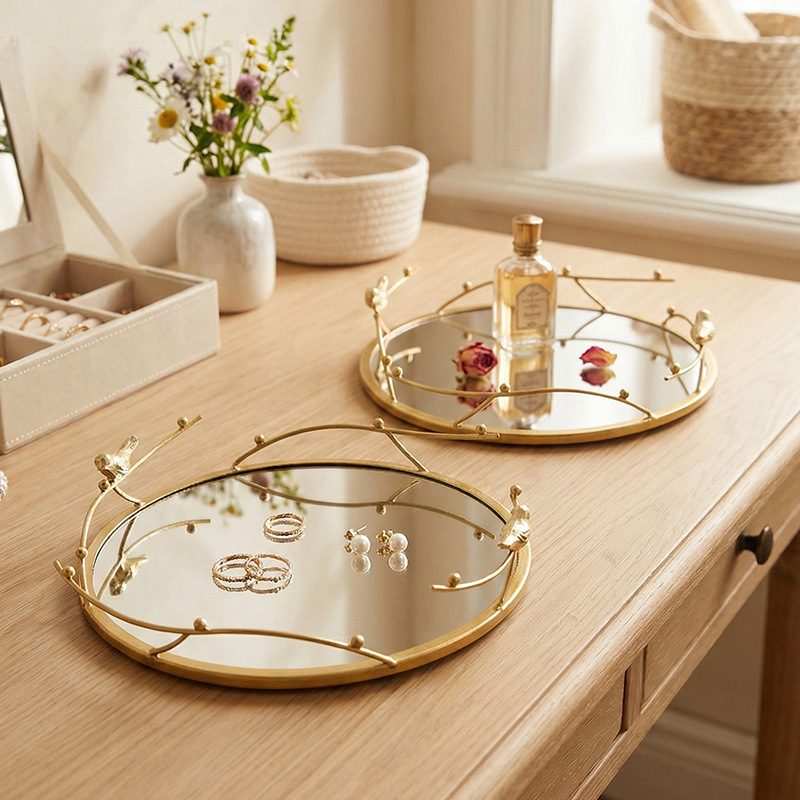Nordic Light Luxury Iron Art Bird Mirror Tray Cosmetics Jewelry Storage Tray Ornament Home Creative Photography Decoration Nordic Light Luxury Iron Art Bird Mirror Tray Cosmetics Jewelry Storage Tray Ornament Home Creative Photography Decoration