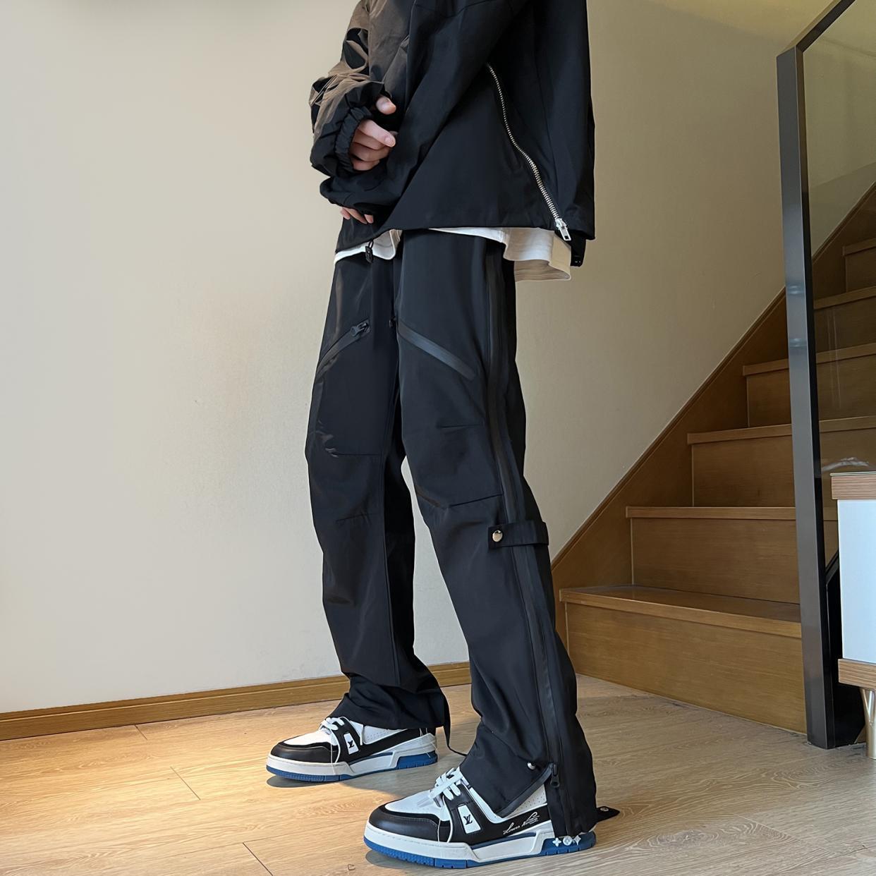 Fleece-Lined American-Style Softshell Pants for Men with Side Zipper Design, Workwear Casual Pants, Outdoor Hiking and Mountaineering Sports Pants