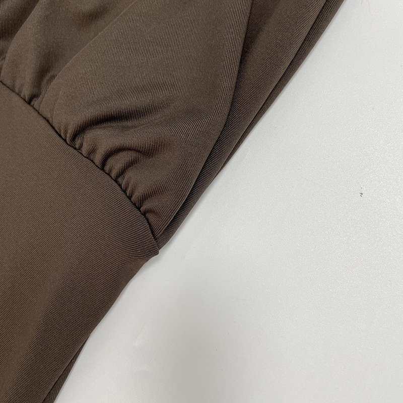 Women's Sexy Deep V Long Sleeve Dress American Style Solid Color Waist Cinching Bodycon Fashion For Autumn_ecoleips.com