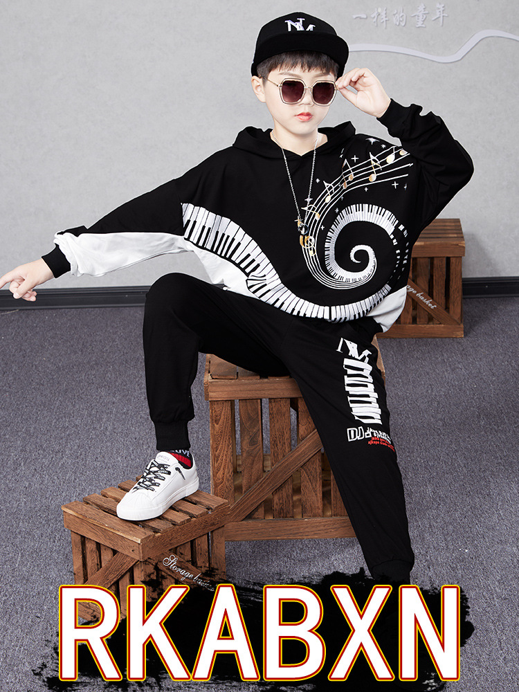 Traje de otoño para niños, Sudadera con capucha de manga larga, edición coreana, pantalones deportivos informales, conjunto de dos piezas a la moda, edición coreana, 2023_voghion.com