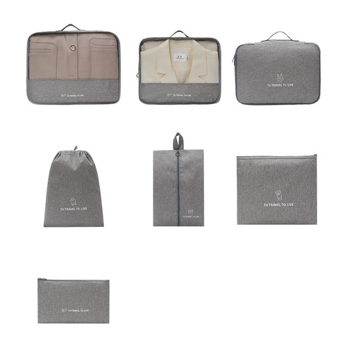 Cationic Seven-piece Luggage Bag Storage Bag Set Wholesale Business Travel Luggage Organizer Underwear Shoes Toiletries Bag