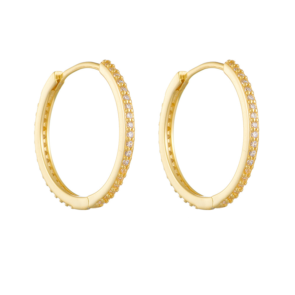 Women's Gender 1 Pair 925 Sterling Silver Zircon Geometric Solid Color Hoop Earrings