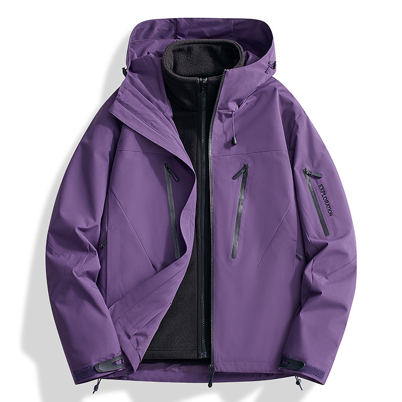 鳥家同型ジャケット、カスタムロゴ刺繍入り、3in1登山服、防風防水、裏起毛ジャケット、男女兼用|undefined