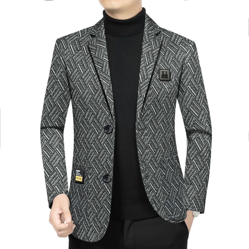 2025春の新型ファッションビジネススーツのコート中年男性カジュアル韓国風スーツのお父さんは服を着ています。|undefined
