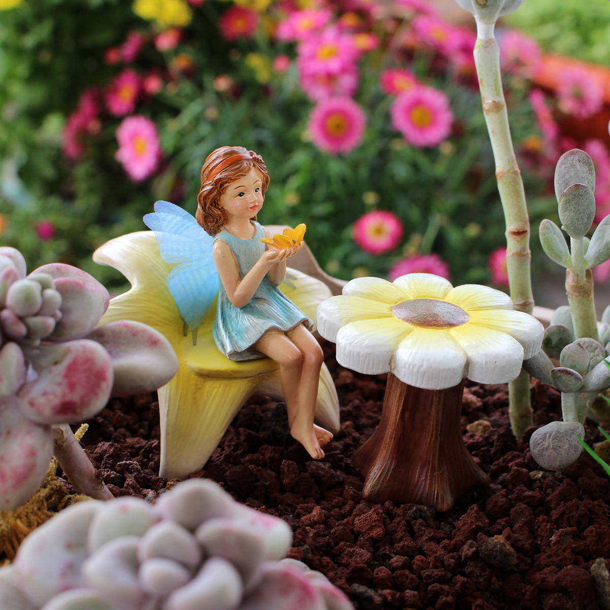 Balcony Layout Outdoor Courtyard Terrace Decoration Garden Grocery Flower Fairy Stool Garden Decoration Resin
