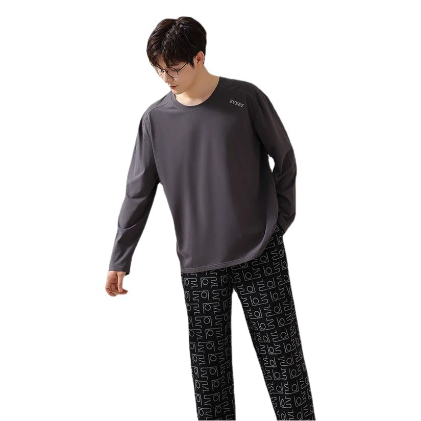Мягкий мужской пижамный комплект Yishubei из модального хлопка, с длинными рукавами, больших размеров, для осени и зимы.